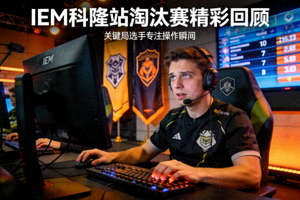 IEM科隆站淘汰赛精彩回顾新闻配图，展示选手专注比赛